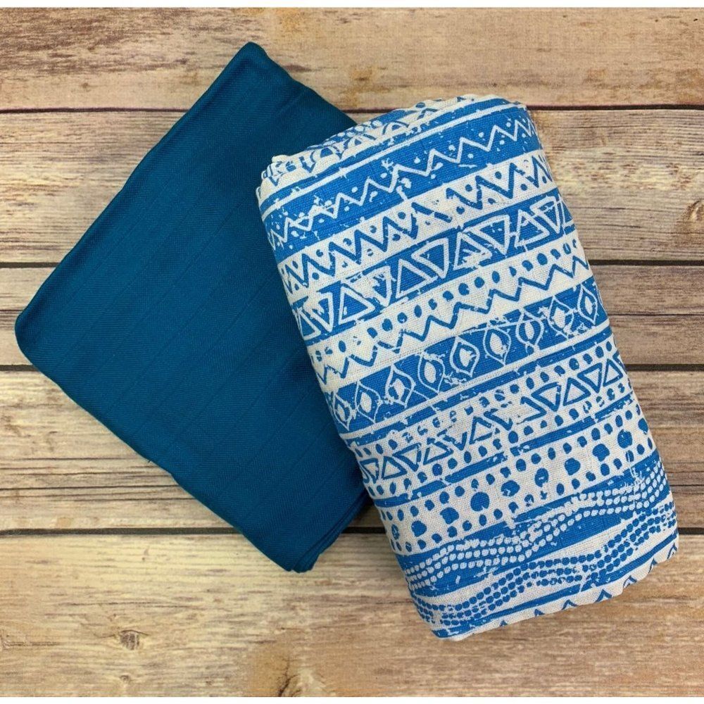 Blue 2pk of BAMBOO Muslin Swaddles 50"x50" made from Bamboo, muslin, nursing cov
